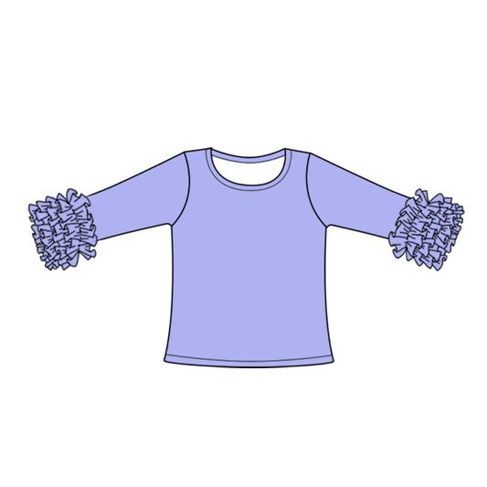 Custom style cornflower color ruffles girls top