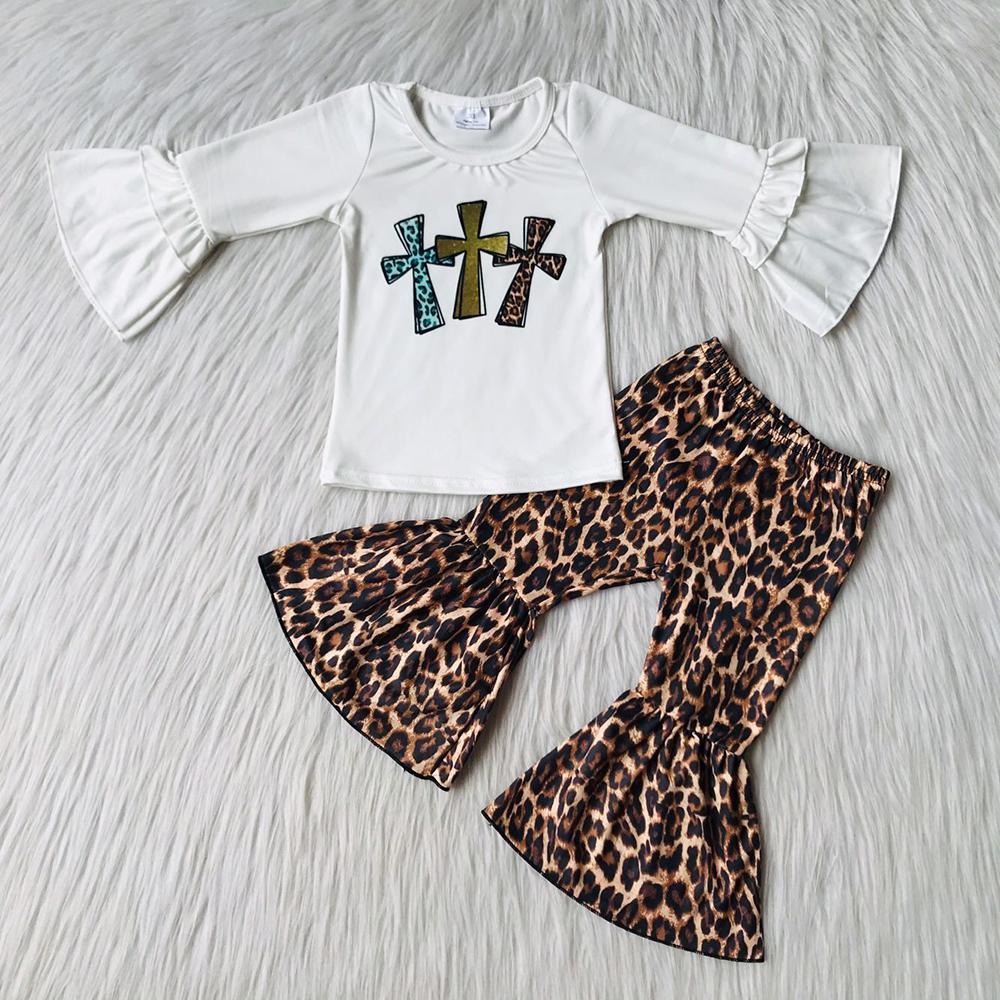 Easter Leopard Print Three Cross Girls Set