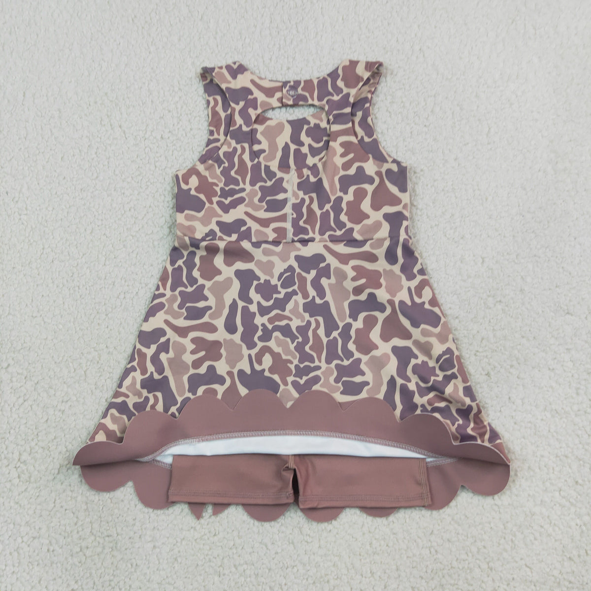 GSD4227 Yoga Camo Bows Skorts Sleeveless Girls Set