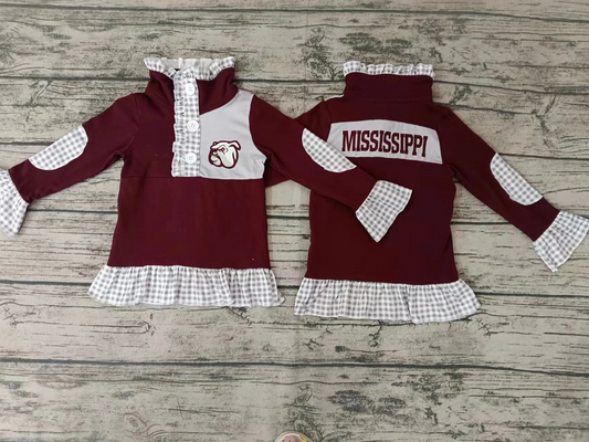 custom S 10.24 maroon long sleeve girls pullover
