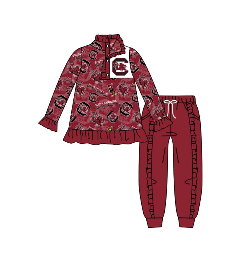 custom S 8.15 Red long sleeve pants girls set