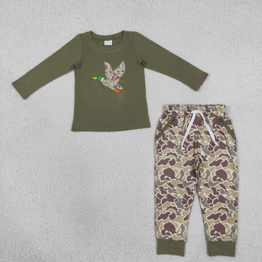 Embroidery BLP1494 Hunting Mallard Long Sleeve Camo Pants Boys Set