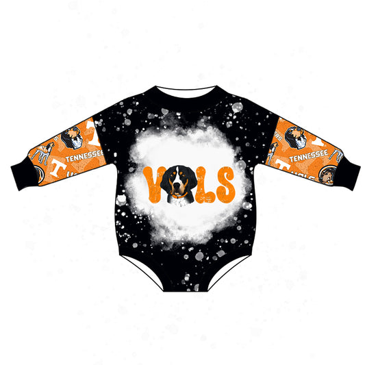 custom Black & orange long sleeve kids romper