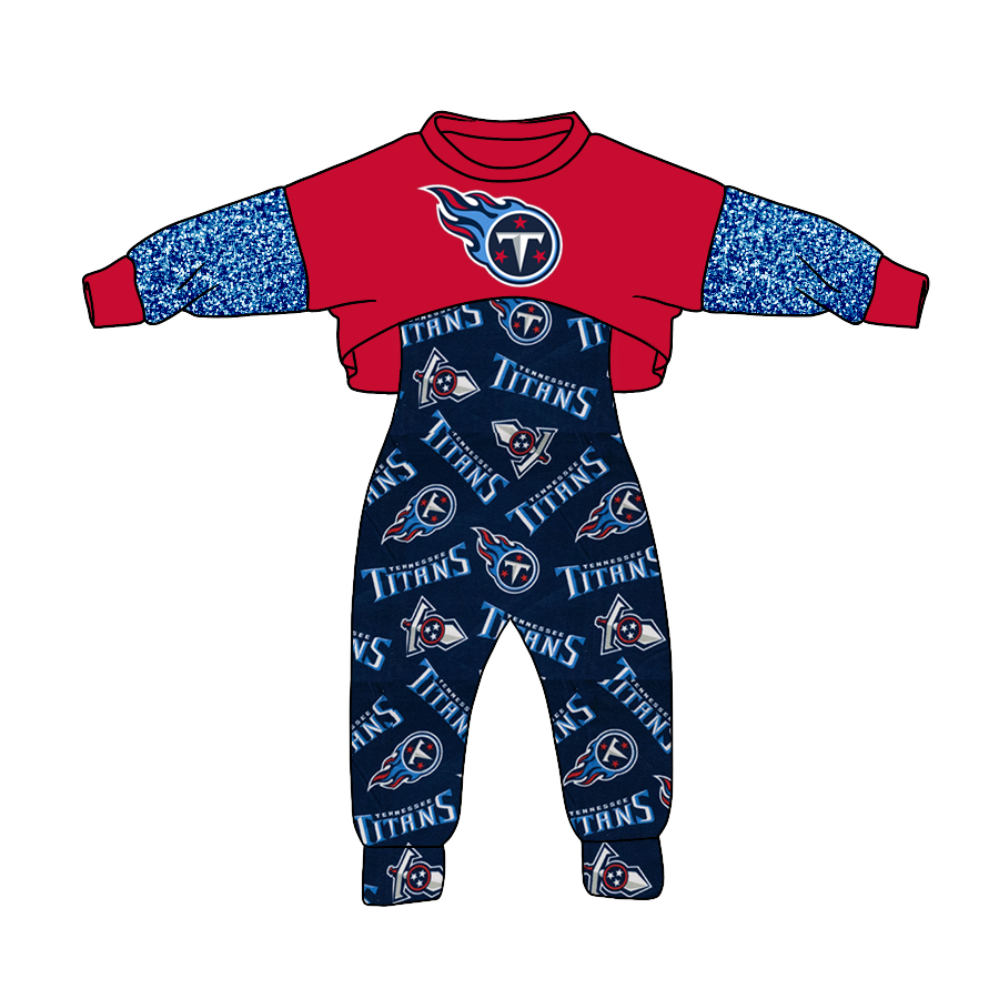 custom Tithns red blue long sleeve jumpsuits girls set