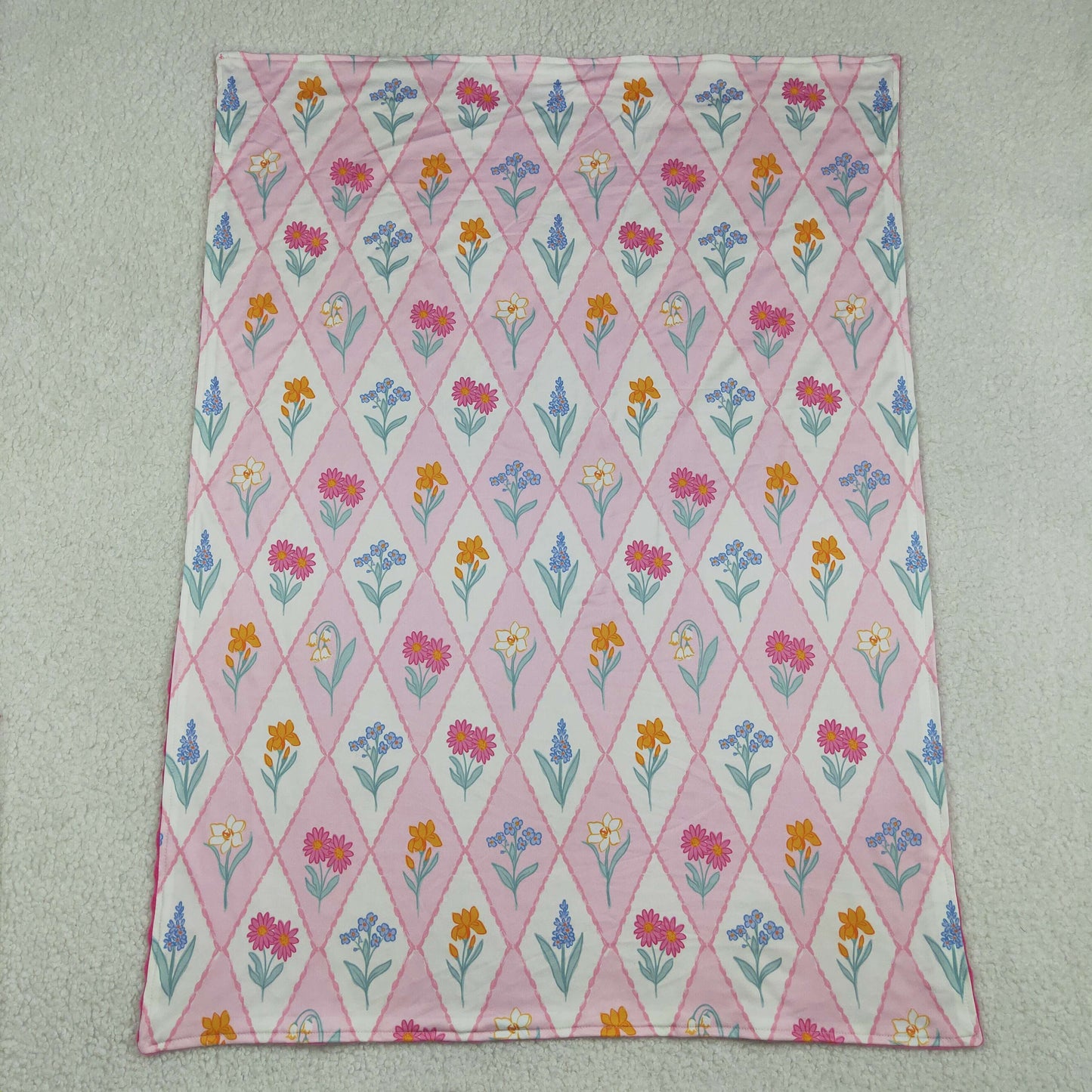 BL0233 Flowers Pink Baby Blanket