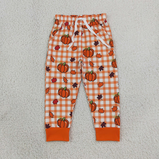 preorder P1198 Pumpkin Orange Checkered Boys Pants
