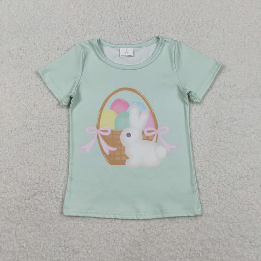 GT1396 Easter egg rabbit mint green short sleeve girls top