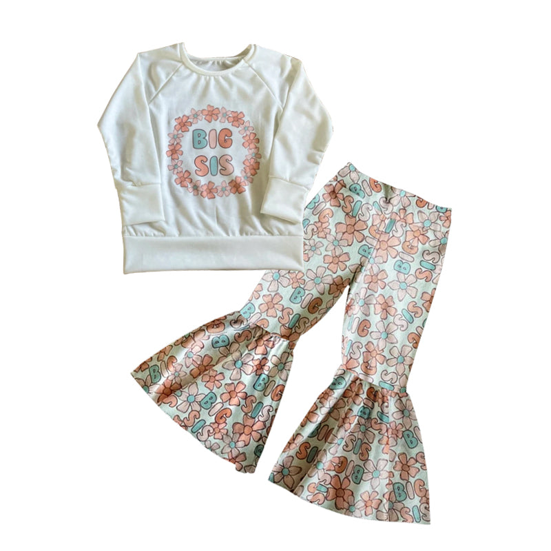 custom S 11.2 Big sister long sleeve flowers pants girls set