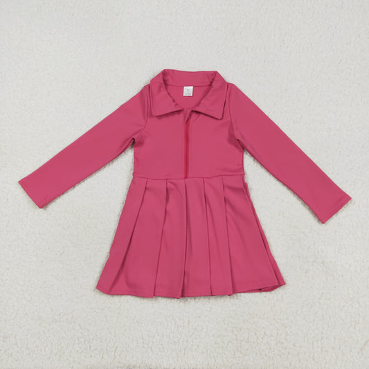 GLD1146 yoga pink zipper long sleeve skorts girls dress