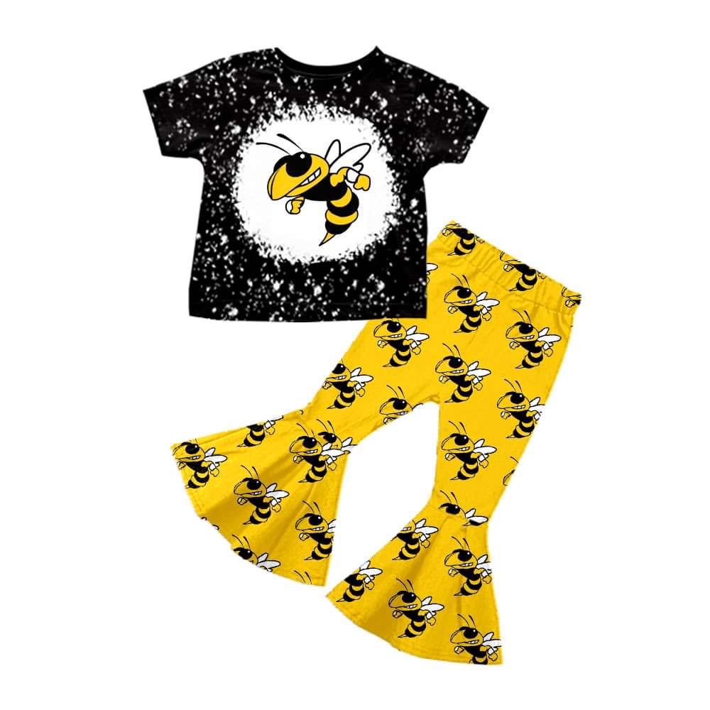 custom S 8.5 Team bee short sleeve yellow pants girls set