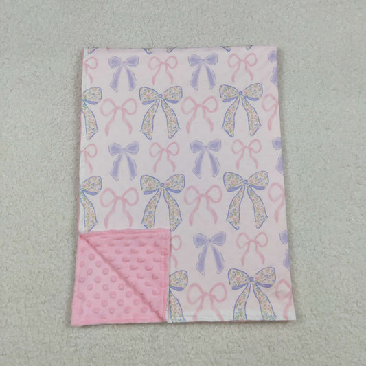 BL0191 pink blue bows baby blanket