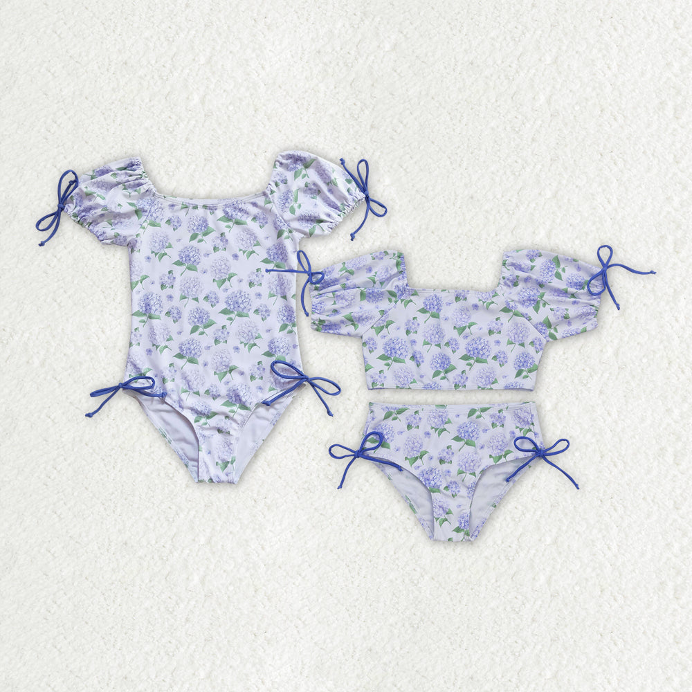 purple flowers swimsuits RTS sibling clothes