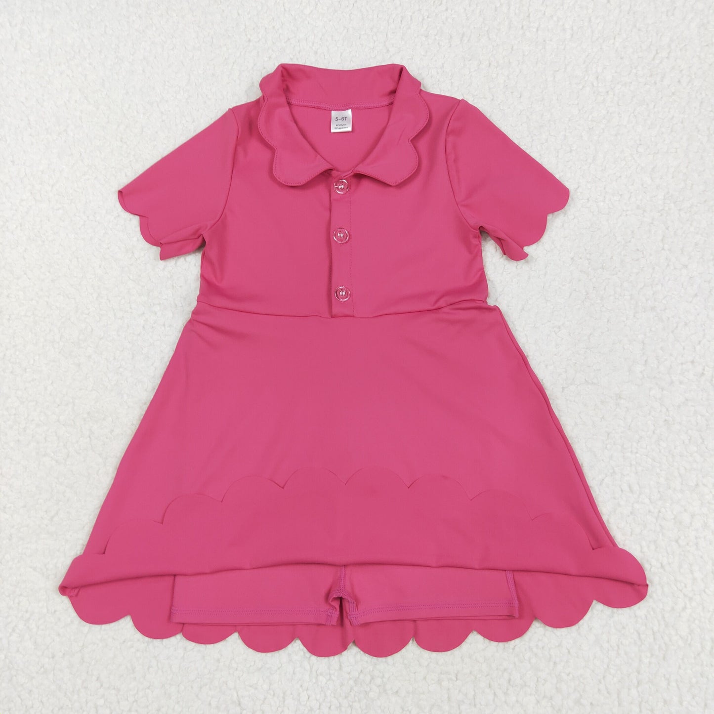 GSD2474 yoga hot pink short sleeve with shorts girls dress