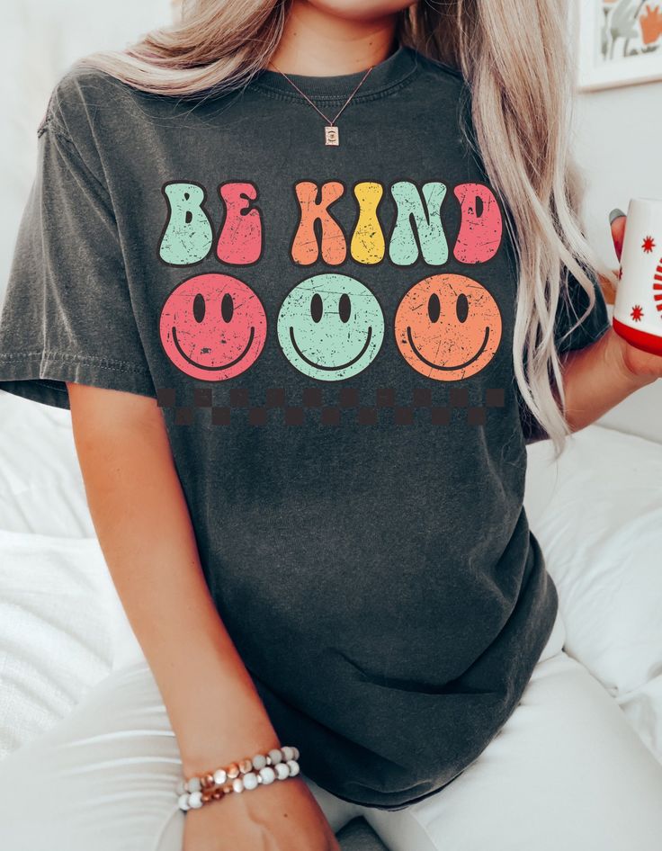 custom Be Kind Smile Black and White Girls T-shirt