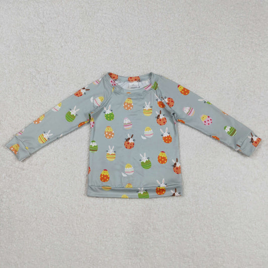 BT1137 Easter Bunny Rabbit Egg Blue Long Sleeve Boys Top