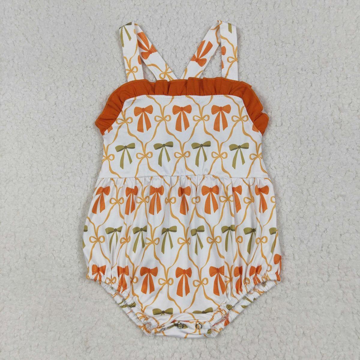 SR3148 orange/green bows girls romper