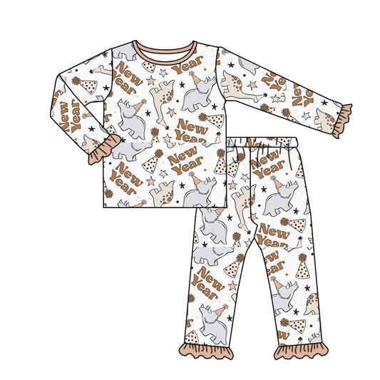 custom S 8.22 New year long sleeve pants girls pajamas