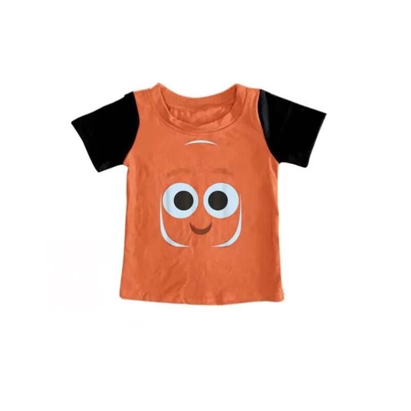 custom S cartoon cute fish orange short sleeve boys top