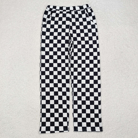 P0647 black white checkered adult women pants