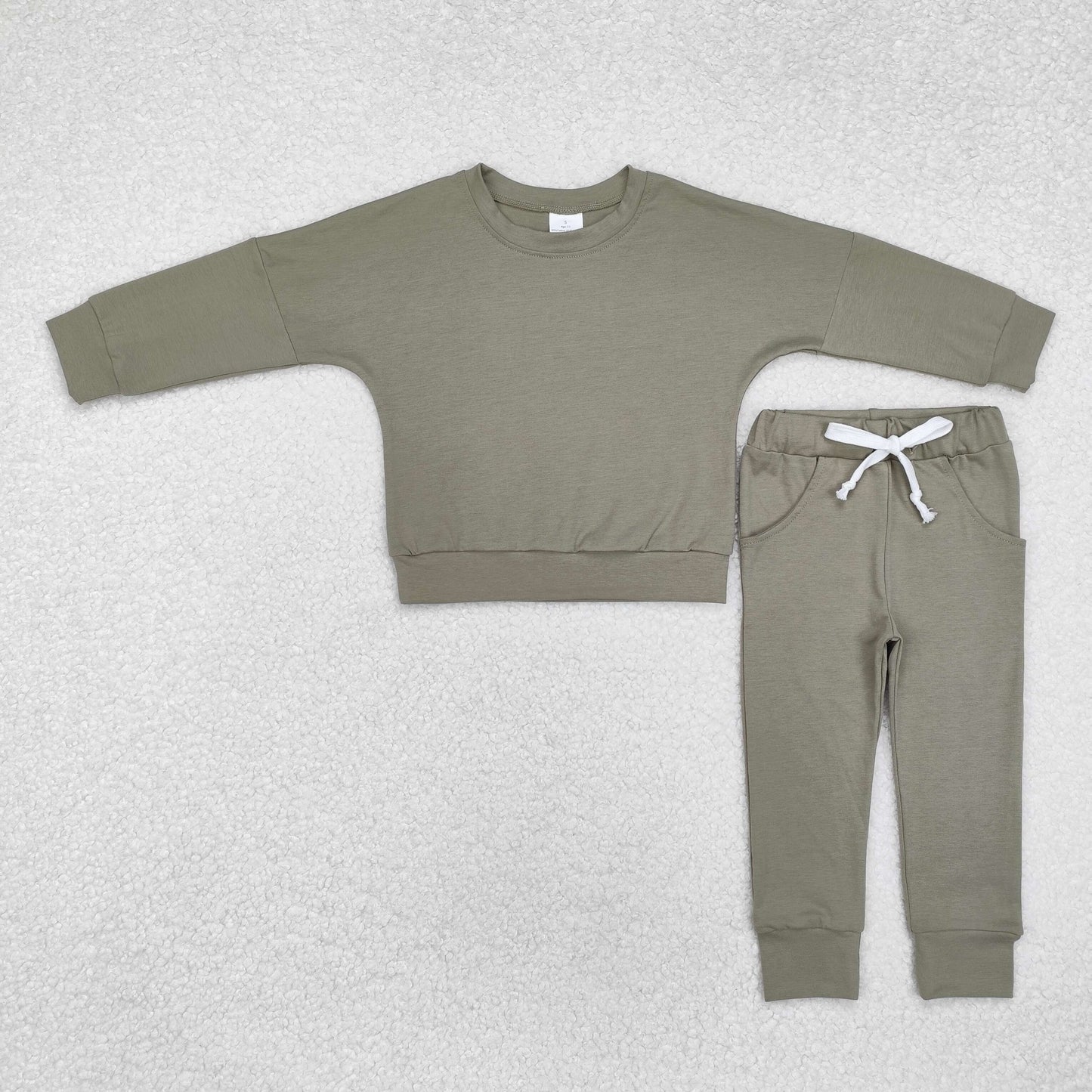 BLP1054 khaki long sleeve pockets pants boys set