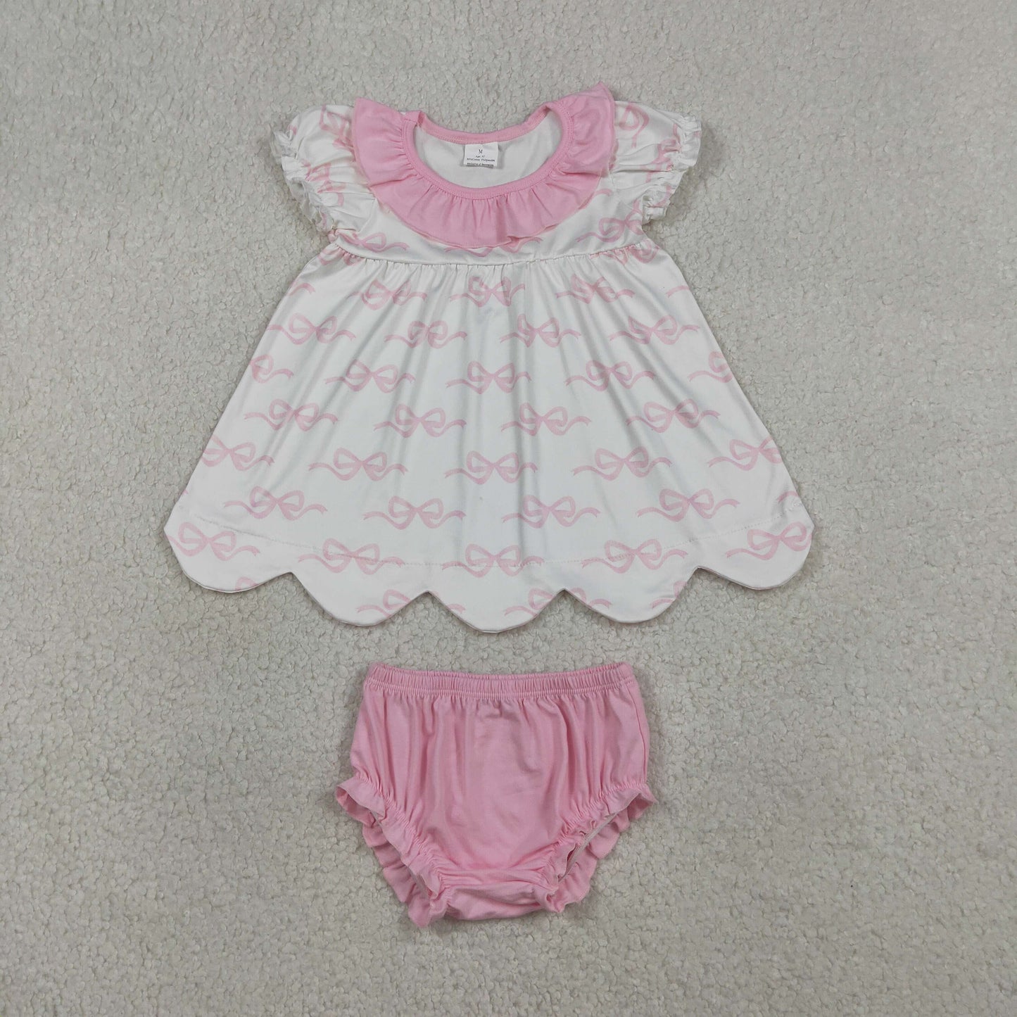 GBO0501 Pink Bows Girls Bummies Set