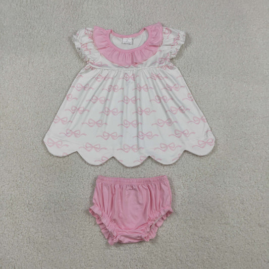 GBO0501 Pink Bows Girls Bummies Set