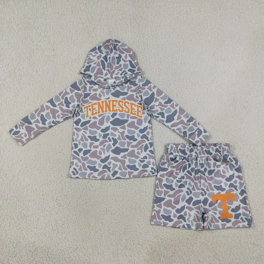 BLS0042 TENNESSEE Team Camo Hoodie Long Sleeve Shorts Boys Set
