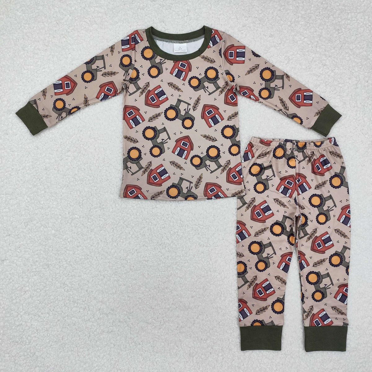 BLP0803 farm house tractor long sleeve pants boys pajamas