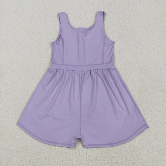SR3020 yoga solid color purple girls jumpsuits