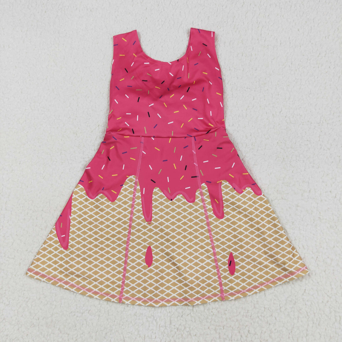 GSD2427 yoga ice hot pink sleeveless with shorts girls twril bow dress