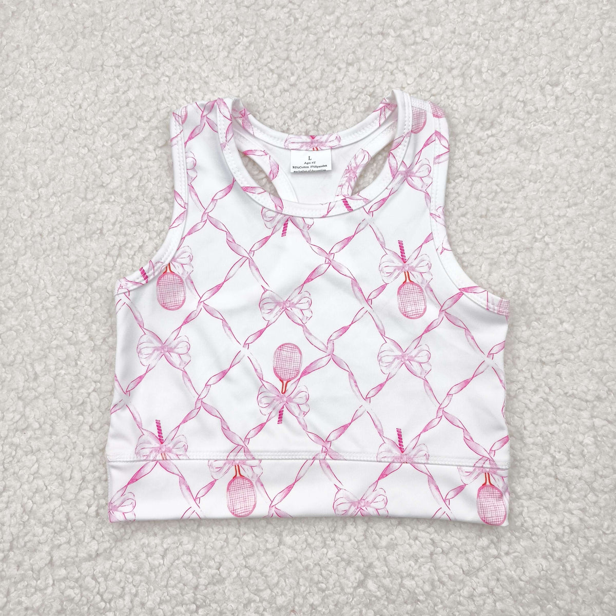GT0883 pink bows tennis racket yoga girls top