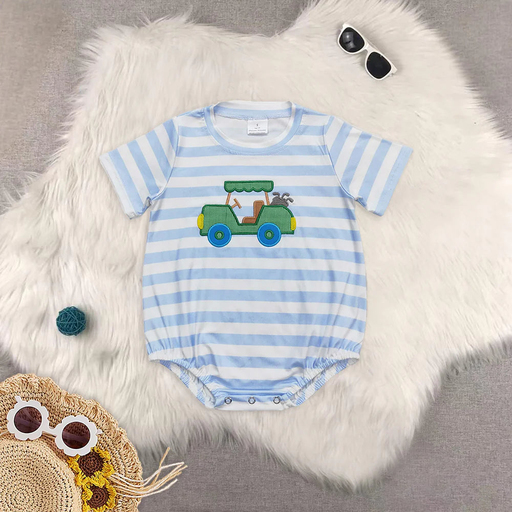 embroidery golf Summer boys set/romper RTS sibling clothes