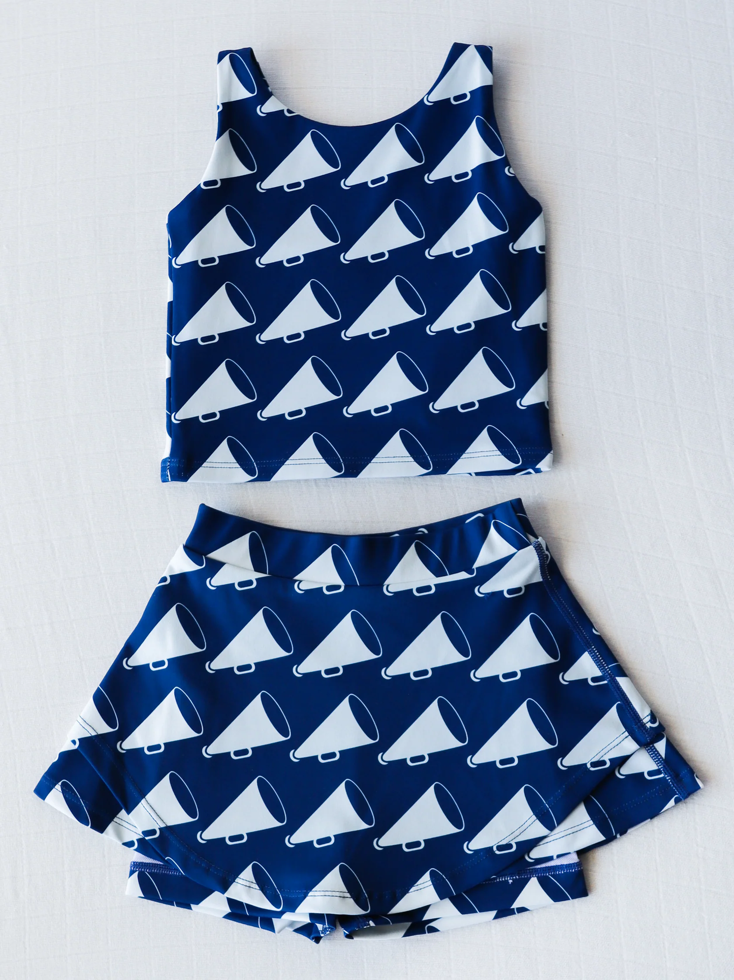 preorder cheer navy blue sleeveless skirt with shorts girls set