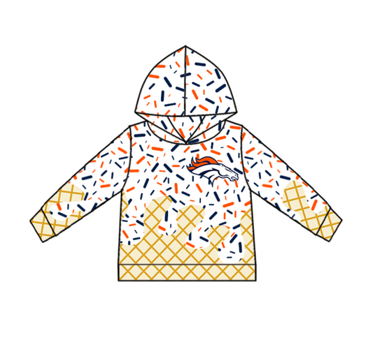 custom moq 3 football team orange blue long sleeve hoodie boys top