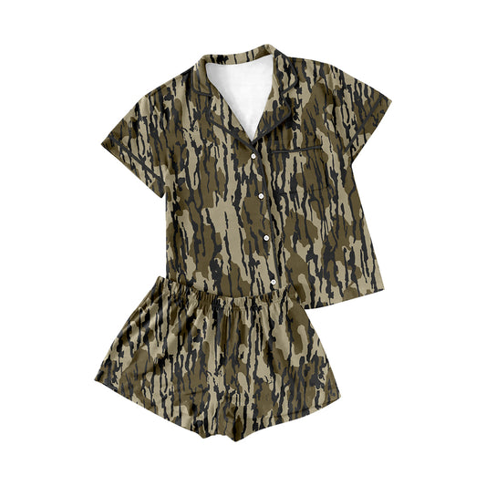 preorder GSSO1537 hunting camo short sleeve shorts adult women pajamas