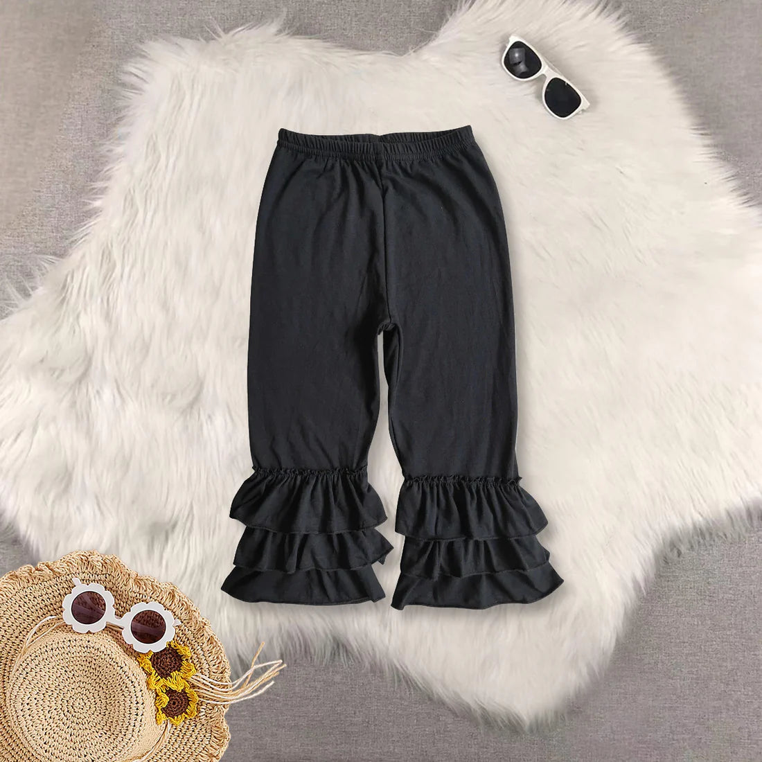 cotton solid color ruffles girls pants RTS Sibling Clothes
