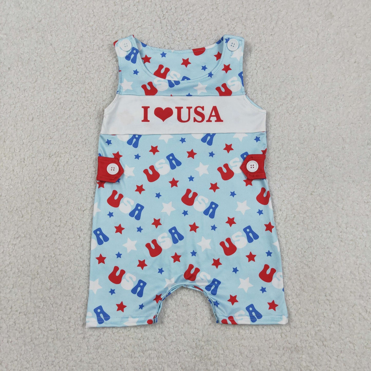 SR4155 July 4th I Love USA Boys Romper
