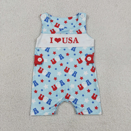 SR4155 July 4th I Love USA Boys Romper