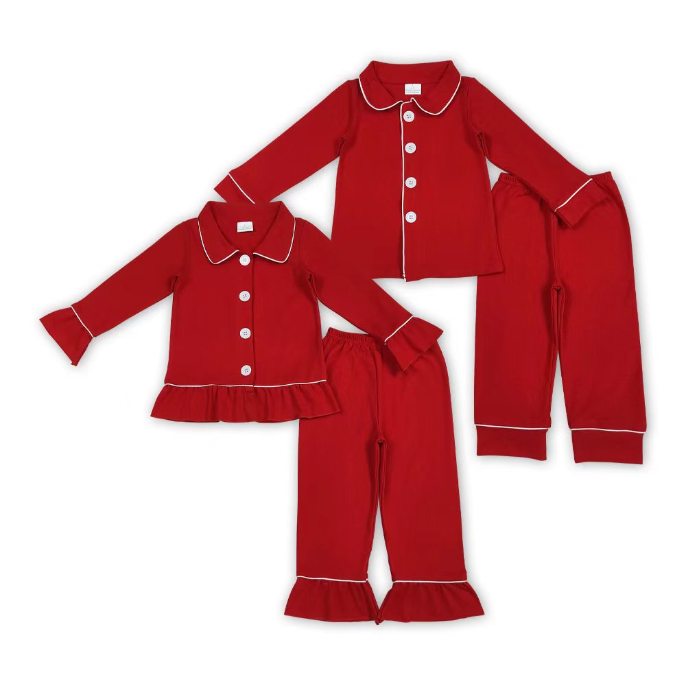 Christmas red pajamas RTS Sibling Clothes