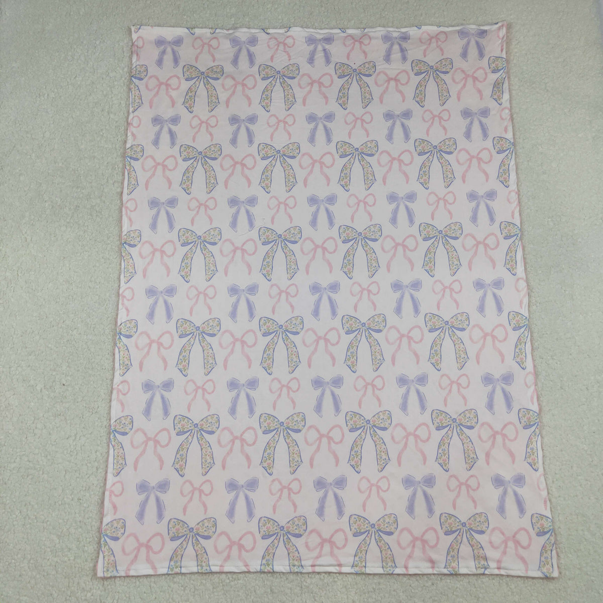 BL0191 pink blue bows baby blanket