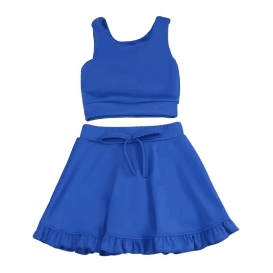 custom S style blue sleeveless skirt girls 2pcs swimsuits