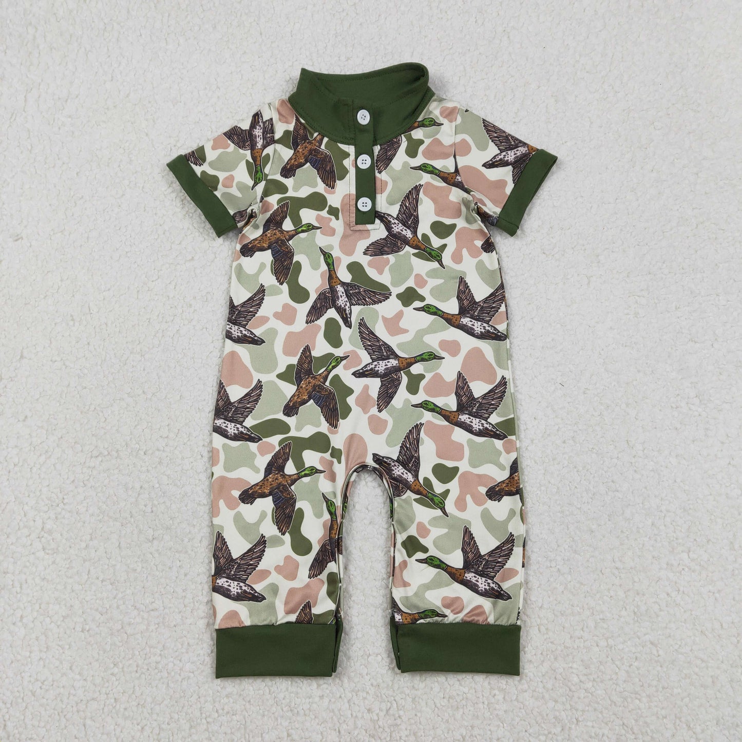 SR3634 Hunting Camo Deer Short Sleeve Boys Romper