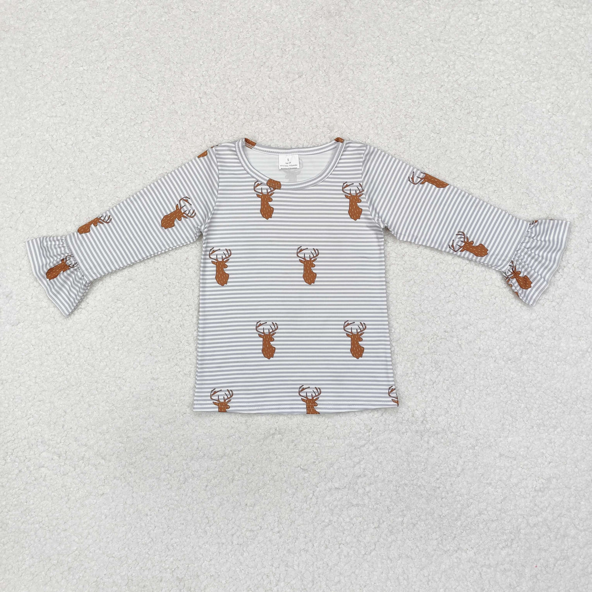 GT0739 hunting deer striped long sleeve girls top