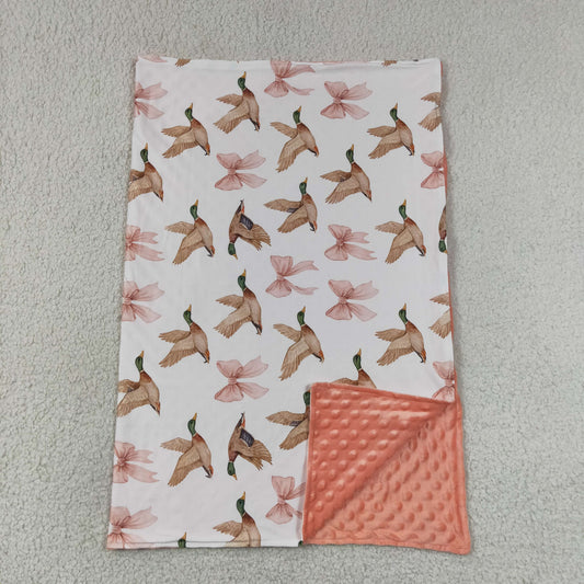 BL0248 Mallard Duck Pink Bows Baby Blanket
