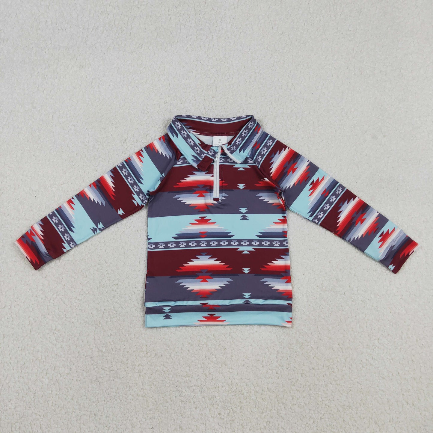BT1467 Western Aztec zipper long sleeve boys top