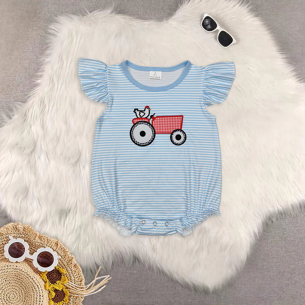 Embroidery farm truck chick RTS Sibling Clothes