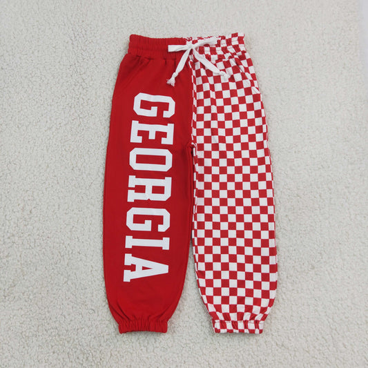 P1063 Offset Printing GEORGIA Red Checkered Boys Pants