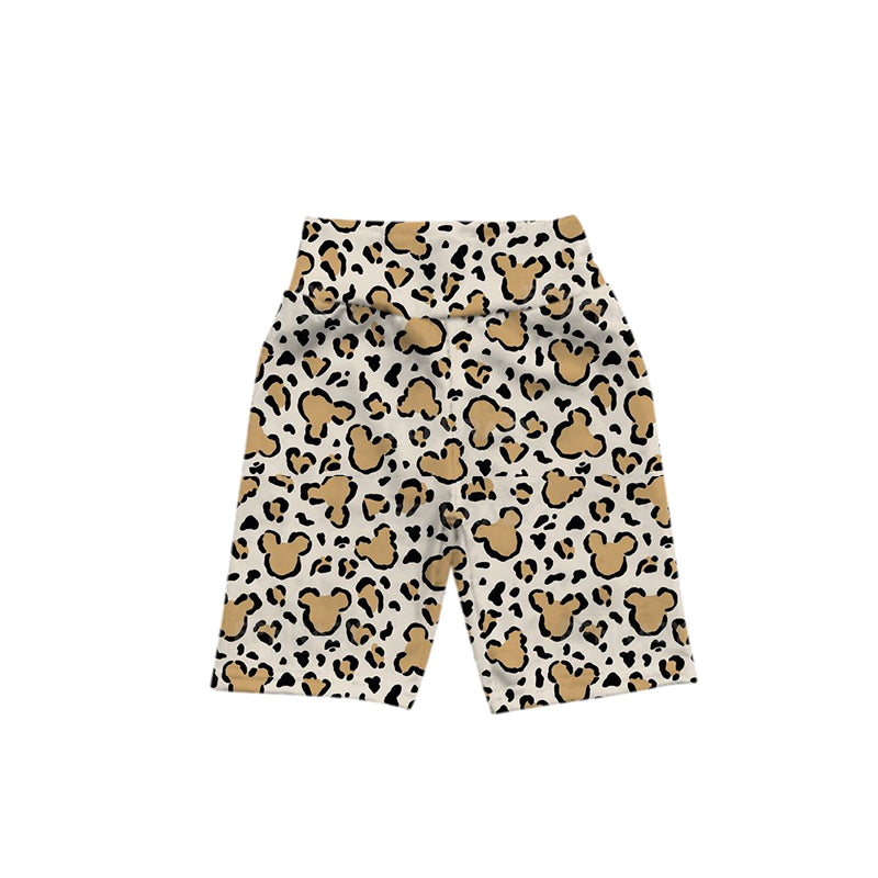 custom cartoon brown leopard girls shorts