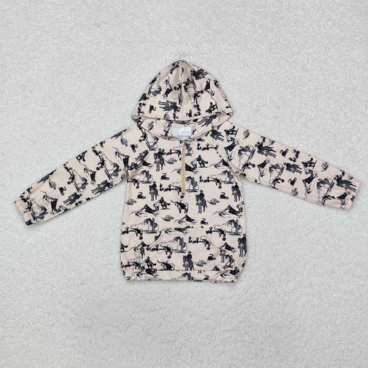 BT0874 Western rodeo pocket long sleeve hoodie boys pullover boys top