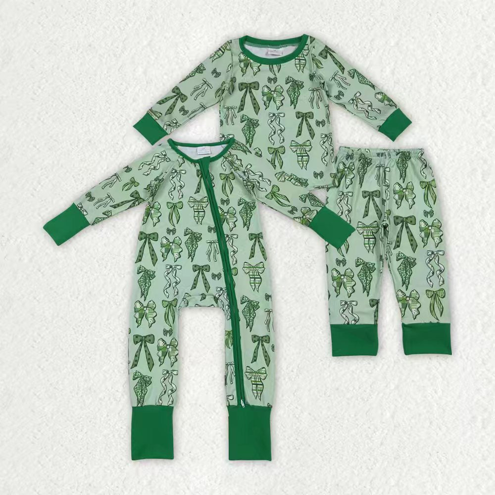 St Patrick green bows RTS Sibling Clothes